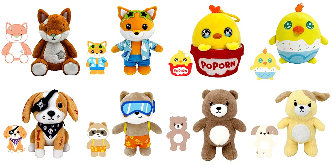 Custom plush products developed from original character artwork